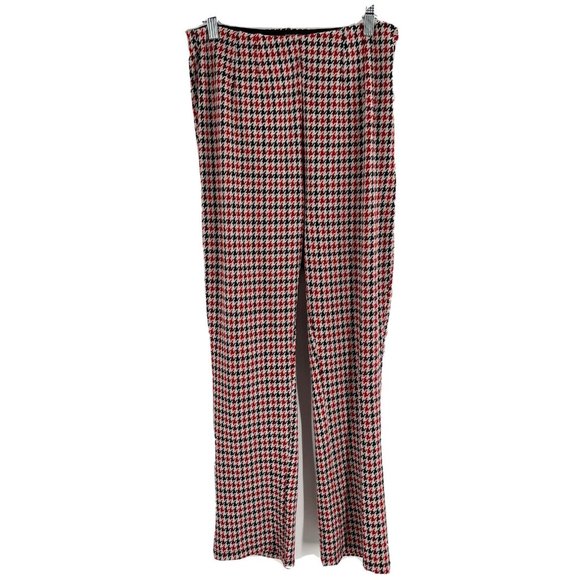 Free People Pants - Free People Houndstooth Knit Pants Red Black White Sz 6